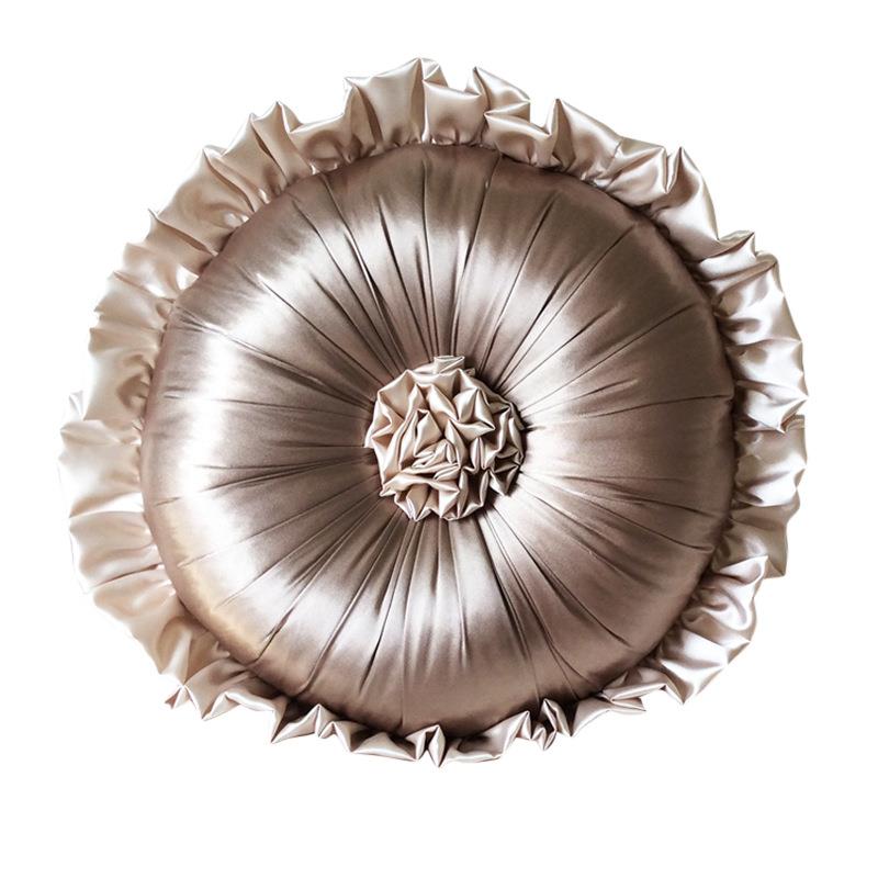 1PR欧床式抱枕新古典沙发靠垫V品装饰圆枕真丝午睡南瓜枕F756SMS8