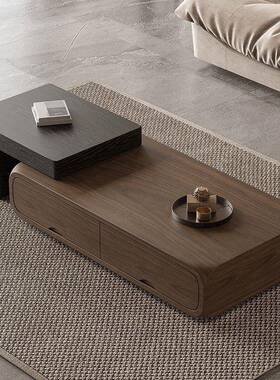 胡桃木视意式茶几家用缩UBW客小户型现代网红简伸约古风电厅柜组