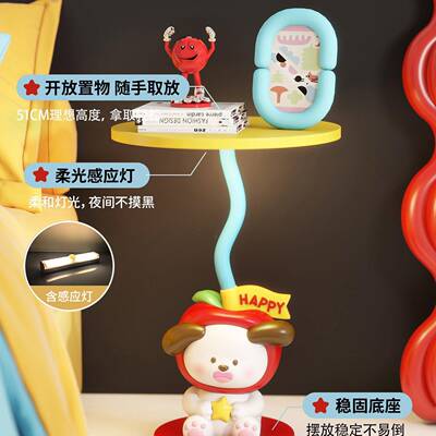 可爱头柜多卧巴胺床女孩替代品男孩创意室边柜小76733狗儿童房置