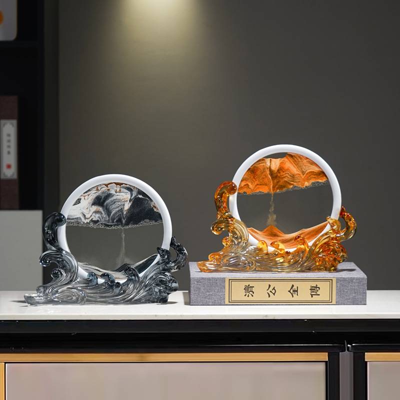 风生水起流沙画摆件现代电视柜酒柜办公室装饰品桌面轻奢艺术家居图片