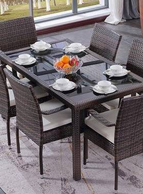 户外藤编桌椅室27822外阳院台休闲藤椅花园庭露台家茶具几三件套