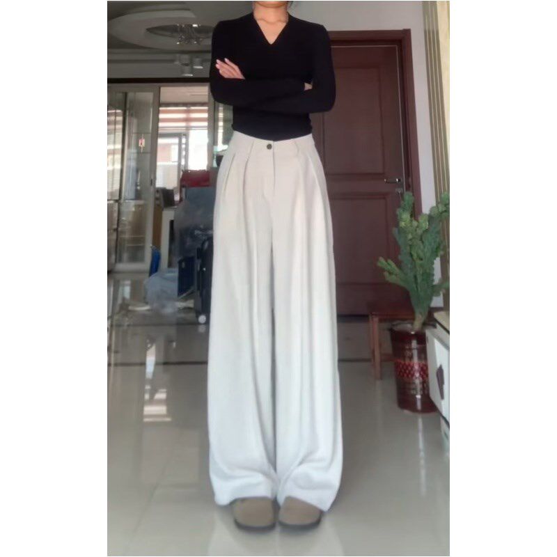 175高个子加长白色阔腿西装裤女高腰春夏宽松休闲裤子直筒拖地裤