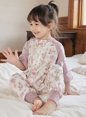 721星球婴幼儿睡袋夏季双层纱布薄G款七分袖儿童分腿宝宝防踢被