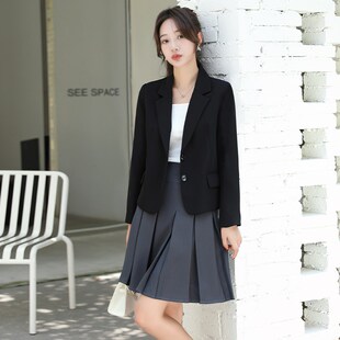 小个子黑色西装外套女短款正肩职业面试上班气质高级感工作小西服