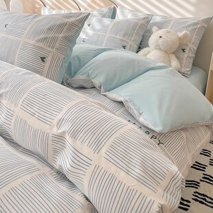 2025新款春夏全棉四件套纯棉床上用品简约男生被套床单三件套床笠