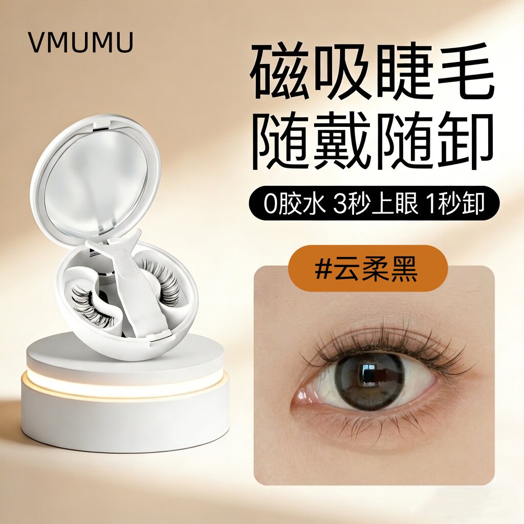 新款软磁磁吸假睫毛自然免胶清透裸感可循环使用云柔黑新手推荐