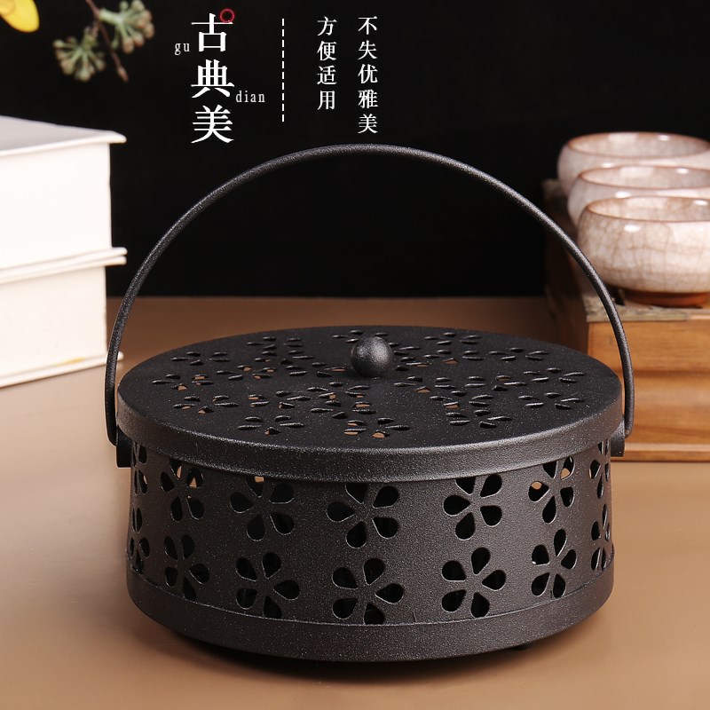 蚊香盘拖防烫f防火蚊香盒创意家用带盖接灰放蚊香架铁艺檀香蚊香