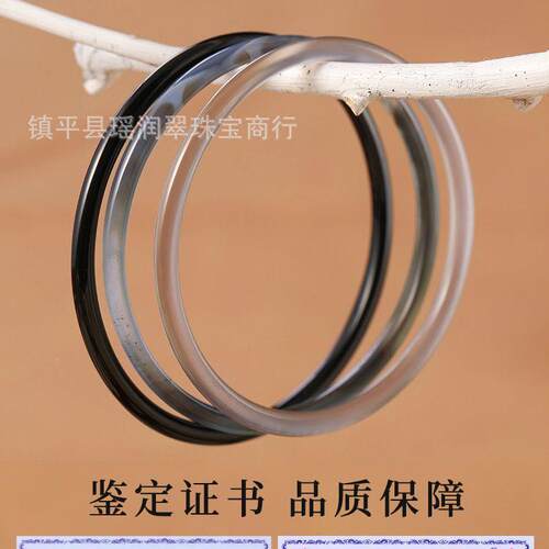 厂家红荔枝冻黑乌叮当美人镯细冰圆条鸡种yrc335玛瑙网天然玉髓镯