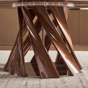 新式 北美黑胡桃木餐代桌03现家用中实木台原木极餐简风圆桌 风格