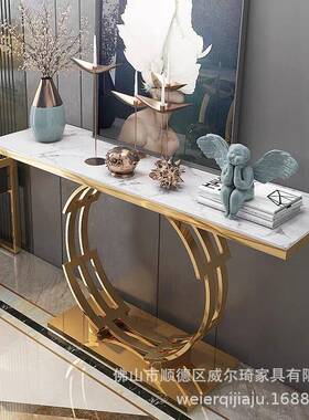 轻奢玄关桌靠进门入入门转角户玄关柜墙廊隔断双面大理石玄ILB关