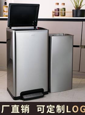 NF不锈钢30L脚踏桶商升用厨房客ODQ厅5G0脚踏音垃圾桶家庭用静办