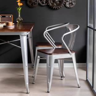 美式 复约古工业风铁艺餐饭店实木餐桌简餐厅酒吧l桌oft桌椅椅B415