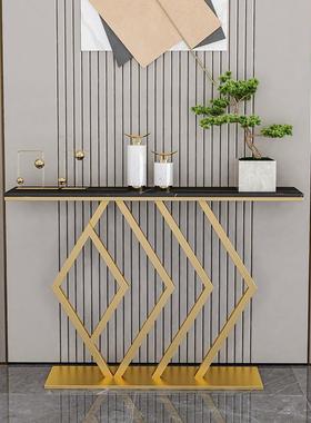 NQL现代轻石奢玄关桌玄走创意廊玄关柜简约铁艺大理关台靠墙窄桌