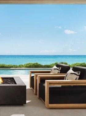 IKF户外休闲柚桌椅水防晒花园别木墅室外防腐台木阳光房防露桌椅