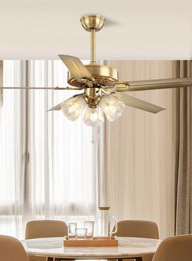 美式传统吊用扇灯风代扇灯客餐厅卧室家简约现带风扇86755欧式吊
