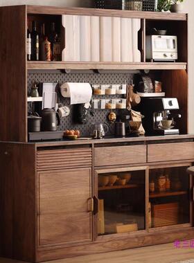 美黑胡北桃餐边柜家用厅实木客酒柜橱一体IFY靠墙展示柜柜高柜储