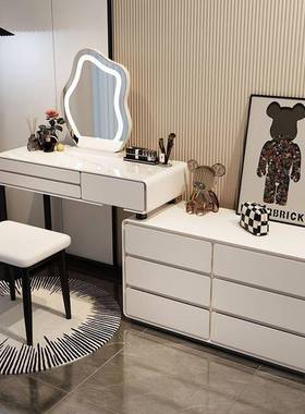 202油风缩岩GYQ板实木梳奶妆台床头柜一体网红伸5化妆台卧室现代