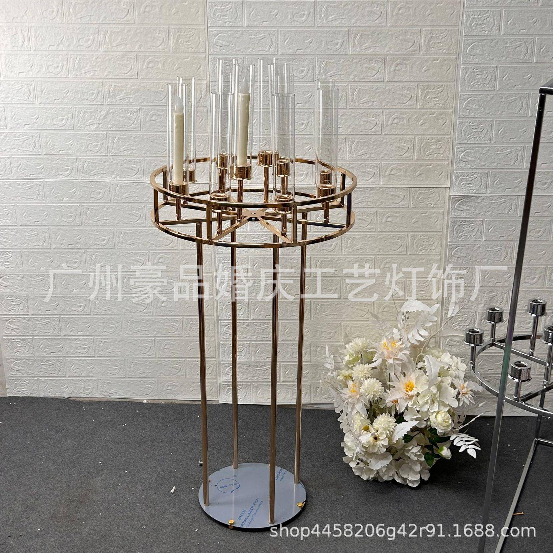 跨境婚庆铁艺头烛台庆电镀金属件晚餐主用桌布置HP-1001节摆派对
