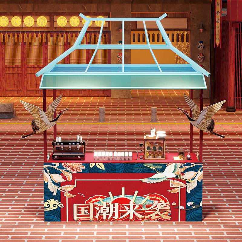 户外商场促销架国潮风夜市小吃架文创活动摆摊架集市促销展示架