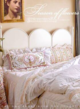 奶油白色法式木床复古美式现代床头8风简MFX约双客人床古风公主床