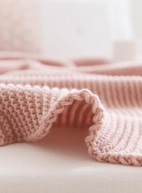 沙午睡毛毯流拍苏SZLS1705针织毯白色粉色针织带发盖毯休闲毯照道