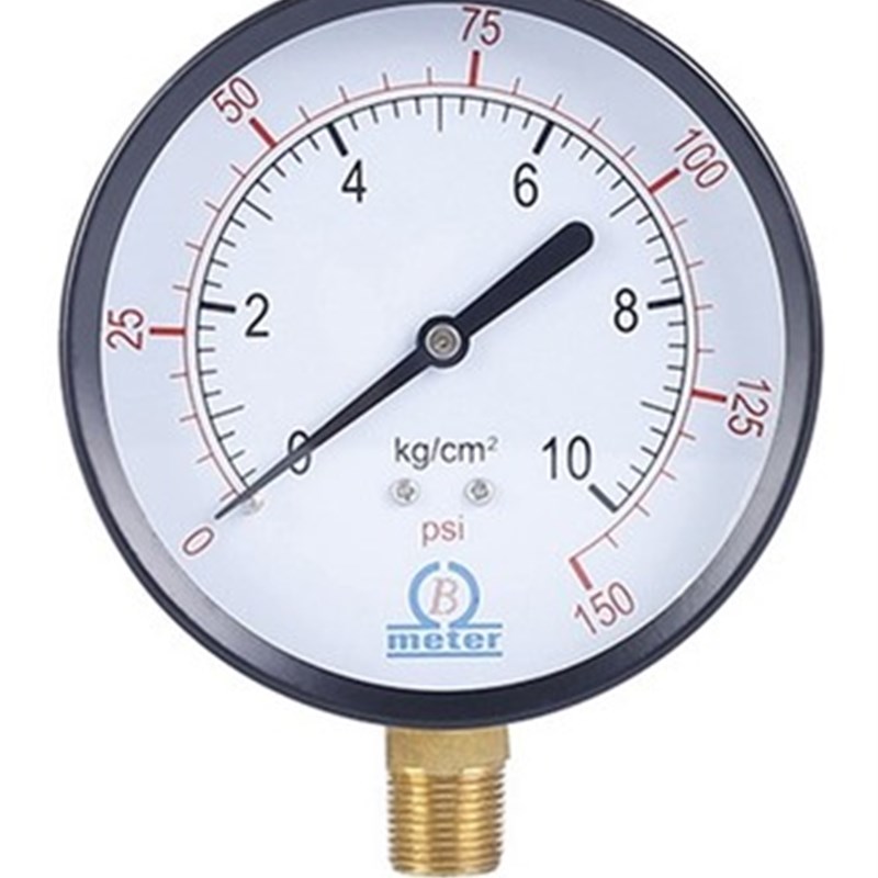 英文版径向气压表水压表Y-75/Y-100 0-10KG锅炉压力表3/8PT全规格