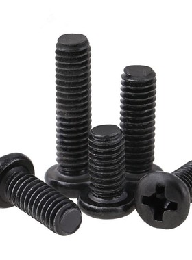 PM黑色圆头十字机螺钉  M3 M4 发黑盘头机牙螺丝钉GB818