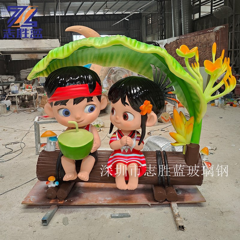 网红门头a卡通IP人物大型玻璃钢城市美化商业装饰雕塑模型场景摆