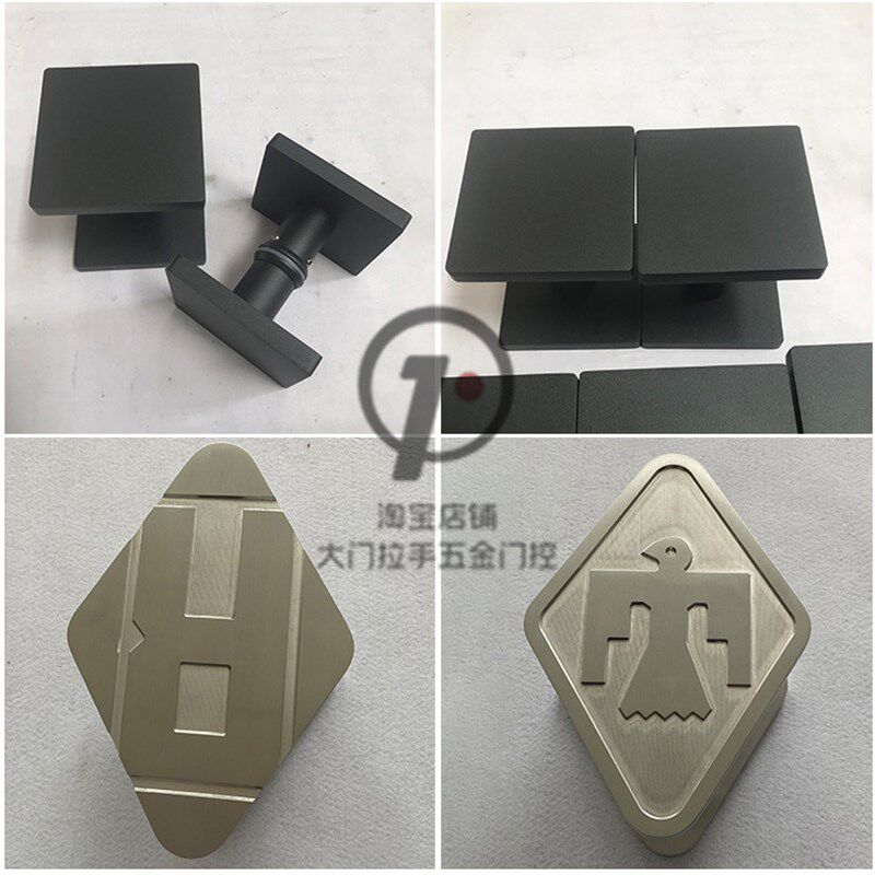 中式拉丝光面半圆形玻璃门把手简约定制logo大门拉手W木门黑色扶