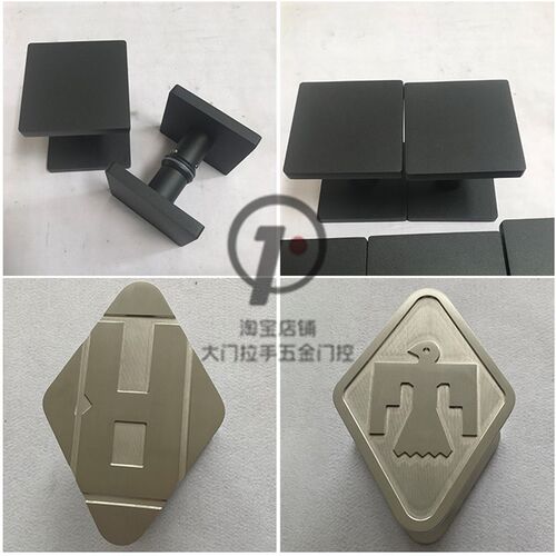 中式拉丝光面半圆形玻璃门把手简约定制logo大门拉手W木门黑色扶