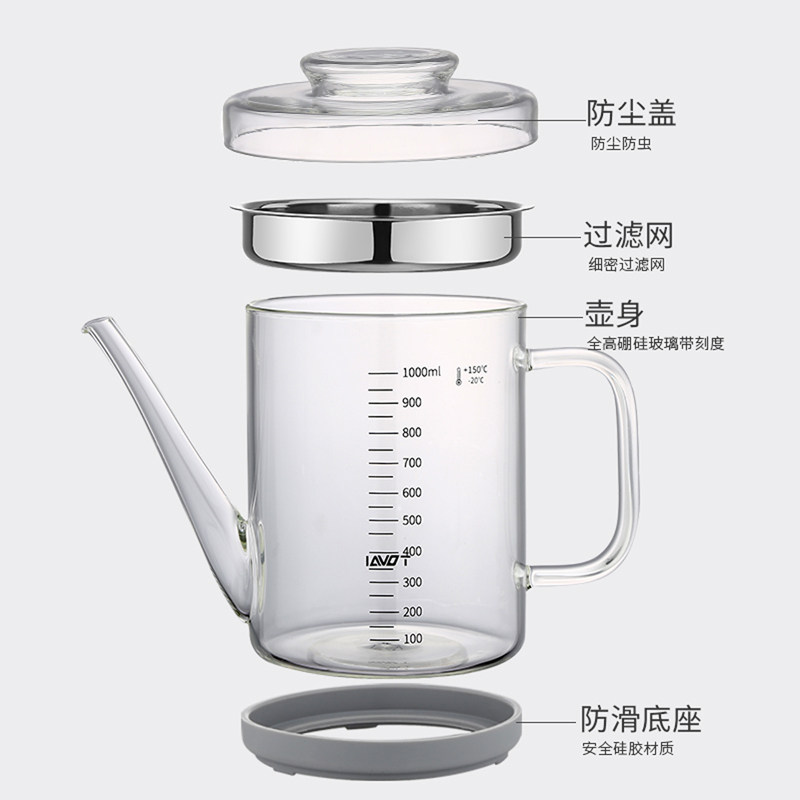 隔油壶玻璃滤汤壶厨房过滤油不锈钢滤网油杯油渣分离X家用油罐高