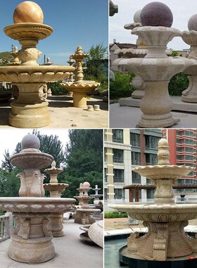 黑色石雕水转球喷泉花岗岩水景喷泉别墅酒店美陈摆X件大理石喷泉