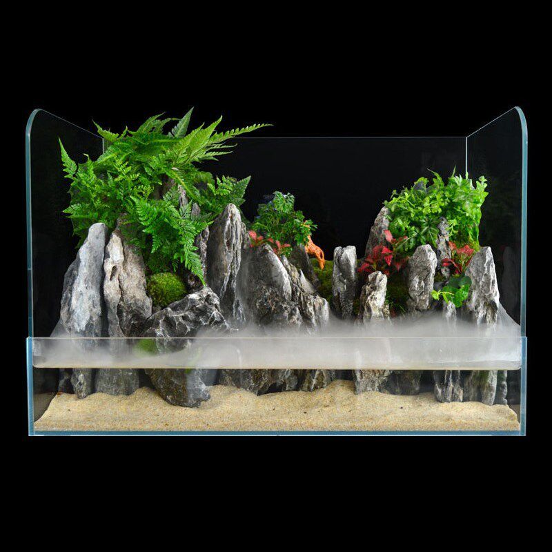 金晶超白缸鱼缸超白玻璃圆角水陆D缸水草缸小型套缸斜口水陆缸