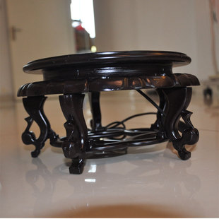 圆柱形鱼缸底座带五彩灯光花v木底座玻璃瓶底座花木架摆件鱼缸托