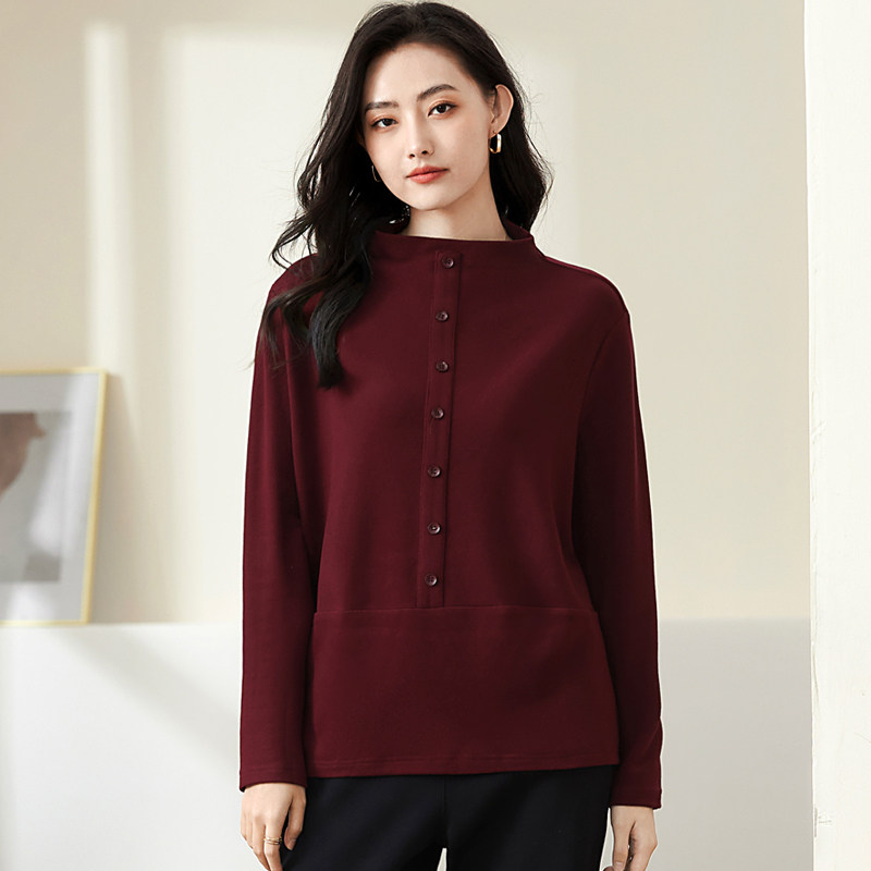 大码女装胖mm秋装洋气休闲上衣胖妹妹宽松显瘦半高领时尚长袖T恤