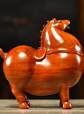 实木雕刻马摆件木头马生肖一对礼品红木工艺品客R厅办公桌装饰摆