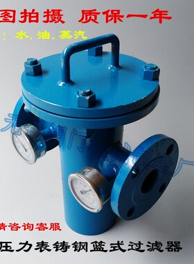 带压力表铸钢篮式过滤器法兰除污器SBL/SRL DN25 32 40 50 65