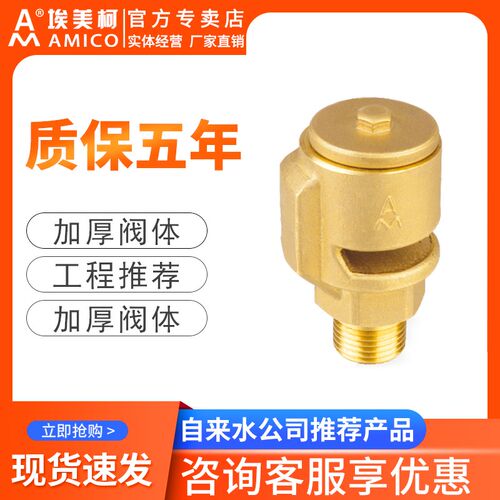 埃美柯真空破坏阀4分铜吸气阀6分防负压阀dn15dn20螺纹dn25防水锤