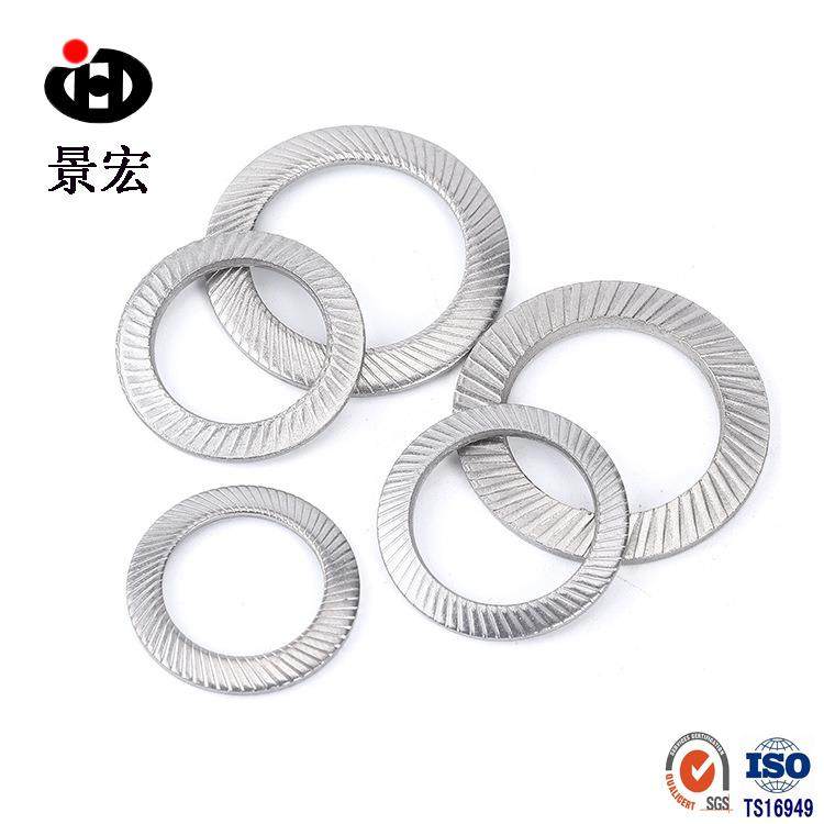 不锈钢3面04DIN锁25201碟形防松垫片双叠自垫圈TOS双齿锁垫圈