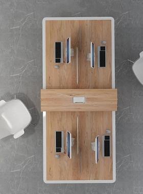 员工办公写字楼职员办K2924卡公桌员工卡位原木色长方形桌工员组