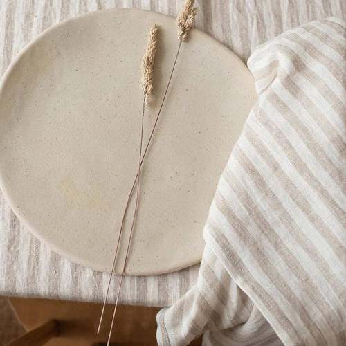 ⇗法国水洗纯布亚1cm巾QER色麻织条纹桌布餐布文艺范家居艺可尺寸