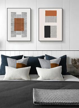 布QX202103线室现代抽画象条风客厅装饰画白色黑色线壁走廊卧大幅