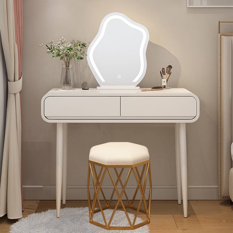 法式奶油风主卧梳妆台现代简约实木化妆桌小型卧室书桌化妆台一体