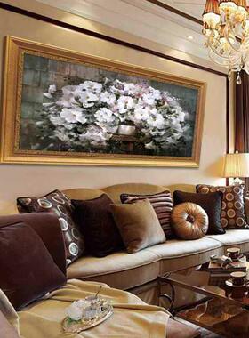 简欧客厅壁P291现画代挂画油画欧式卧室装饰画头床贵画横幅花开富