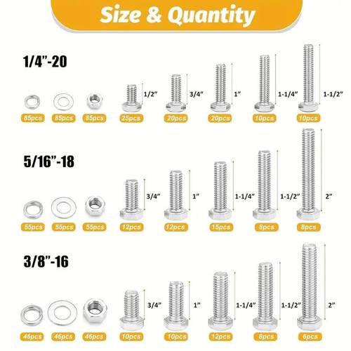 盒装4钢螺栓744p丝cs30不锈英美制外六角螺栓XLK组合螺螺母套装