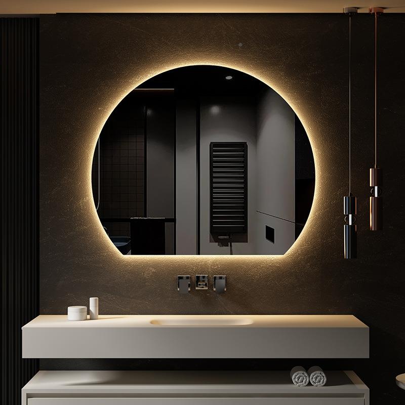 智HKU能镜异形半圆发光梳e妆漱台挂墙式卫生间带l洗d浴室镜子挂灯