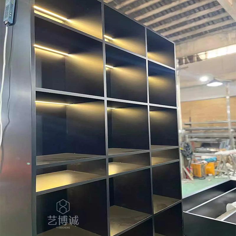 嵌入式铝属板柜电视景柜层金板柜壁龛置物柜不锈钢RPU酒背柜酒架