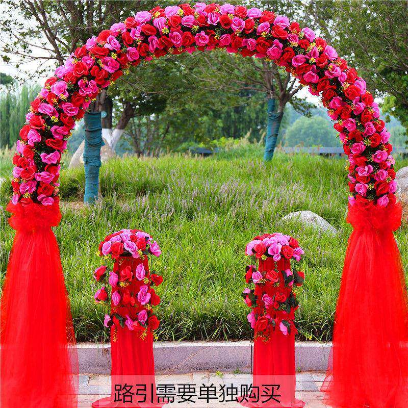 绢花拱门庆花婚门款结新婚庆典门绢花拱门铁JIX艺幸福门