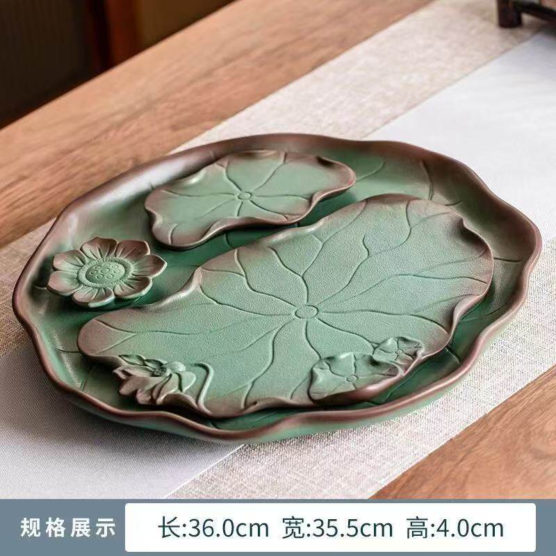 中式复古茶盘干泡茶台陶瓷家用小茶台现代简约储水式带排水