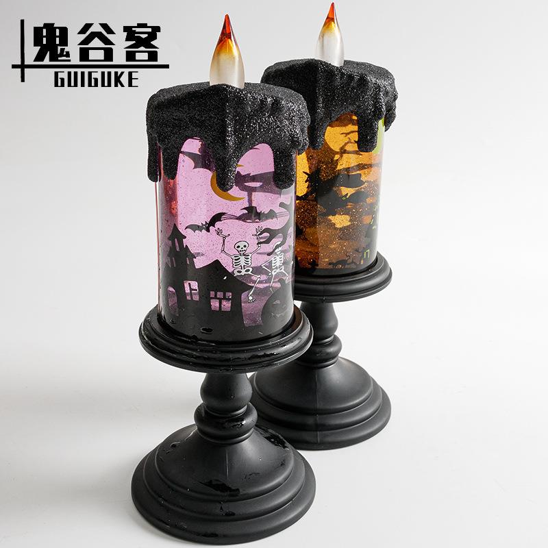 36826万圣节光电蜡烛南摆瓜灯柴子火小壁炉装饰火焰灯件酒吧发装